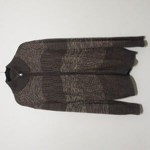 BkE cardigan knit sweater zip up men L grandpa brown Y2K black academia casual